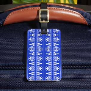 Etiqueta Para Maletas Patrón griego árabe-mediterráneo azul