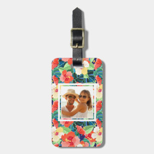 Etiqueta Para Maletas Patrón Hibiscus colorido de fotos Personalizados