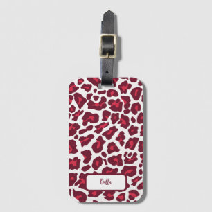 Etiqueta Para Maletas Patrón Leopardo Rojo