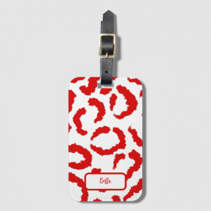 Etiqueta Para Maletas Patrón Leopardo Rojo