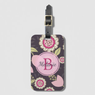 Etiqueta Para Maletas Patrón moderno de tulipán floral rosa personalizad
