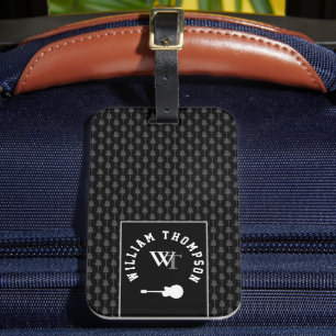 Etiqueta Para Maletas Patrón monogramado de instrumentos con nombre