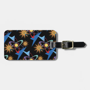 Etiqueta Para Maletas Patrón multicolor de la edad espacial retro