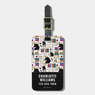 Etiqueta Para Maletas Patrón negrita de Afro Unicornio