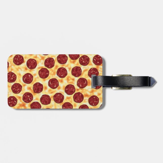Etiqueta Para Maletas Patrón Pepperoni Pizza (Atrás Horizontal)