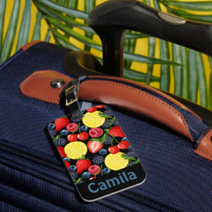 Etiqueta Para Maletas Patrón personalizado de bayas y cítricos
