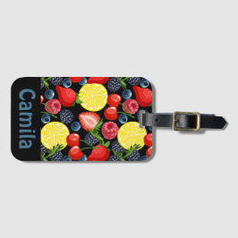 Etiqueta Para Maletas Patrón personalizado de bayas y cítricos 