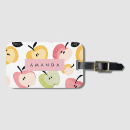 Etiqueta Para Maletas Patrón personalizado de manzana cuta colorido