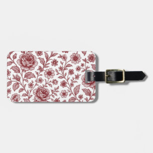 Etiqueta Para Maletas Patrón Rosa de color rojo oscuro