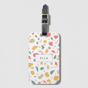 Etiqueta Para Maletas Patrón terrazo pastel moderno