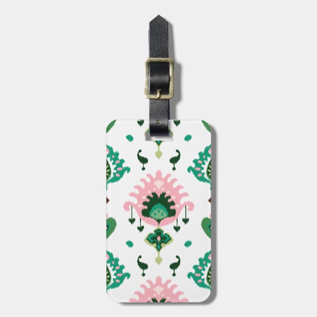 Etiqueta Para Maletas Patrón tribal moderno de chica rosa verde (Frente Vertical)