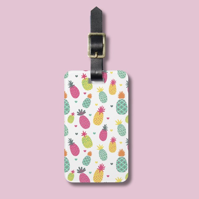 Etiqueta Para Maletas Patrón Tropical de Piña (Pineapple pattern luggage tag)