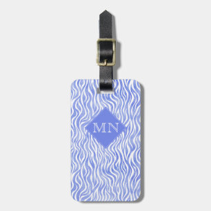 Etiqueta Para Maletas Patrón Zebra de color azul   Monograma