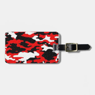 Etiqueta Para Maletas Patrones Rojos de Camuflaje