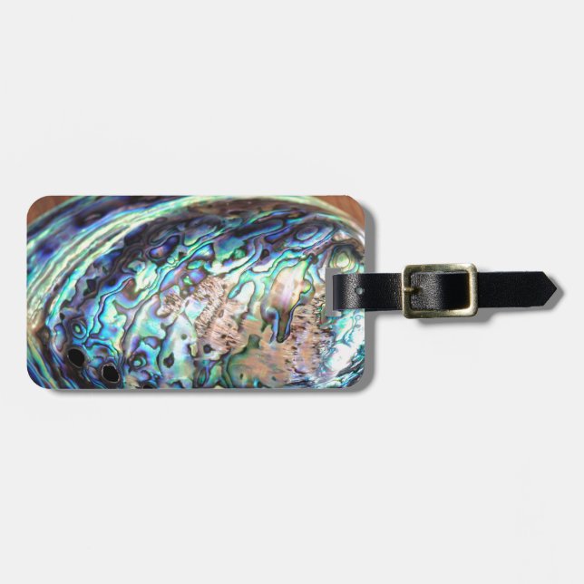 Etiqueta Para Maletas Paula abalone con marisco azul y verde (Frente Horizontal)