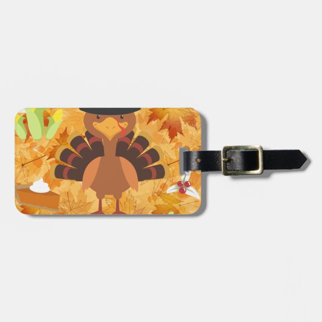 Etiqueta Para Maletas pavo de acción de gracias feliz (Frente Horizontal)