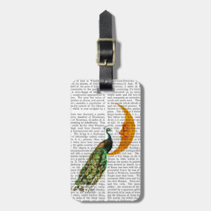 Etiqueta Para Maletas Pavo real en la luna