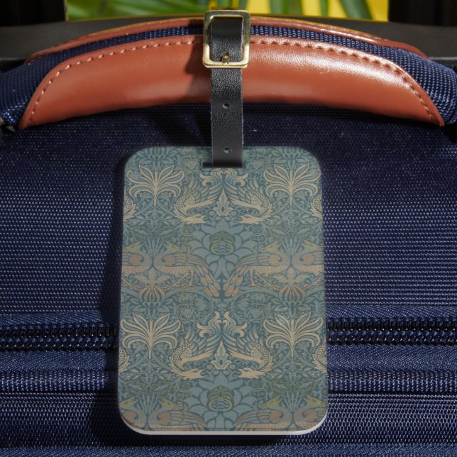 Etiqueta Para Maletas Pavo y dragón de William Morris (Anverso In situ 2)