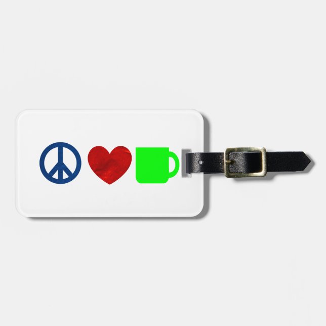 Etiqueta Para Maletas Paz, amor, café (Frente Horizontal)