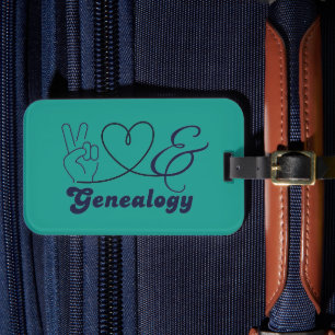 Etiqueta Para Maletas Paz, Amor y Genealogía