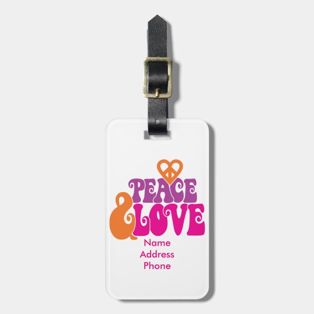 ETIQUETA PARA MALETAS PAZ Y AMOR (Frente Vertical)