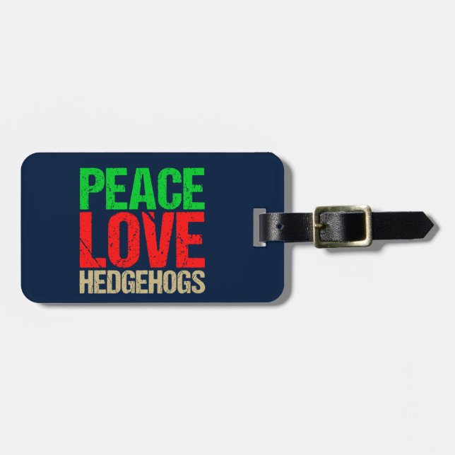 Etiqueta Para Maletas Peace Love Hedgehogs (Frente Horizontal)