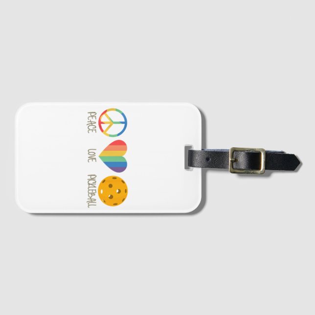 Etiqueta Para Maletas Peace Love Pickleball (Anverso horizontal)