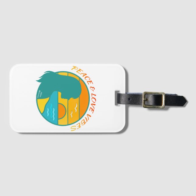 Etiqueta Para Maletas Peace & Love Vibes (Anverso horizontal)