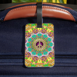 Etiqueta Para Maletas Peace Sun Happy Hippie Colorous Mandala