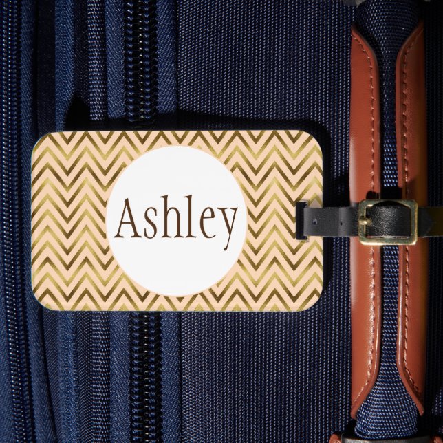 Etiqueta Para Maletas Peach y Gold Personalizadas (Anverso In Situ 4)