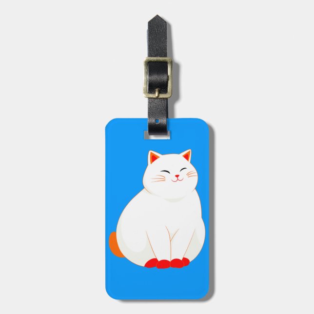 Etiqueta Para Maletas Peaches, el Gato Sonriente (Frente Vertical)
