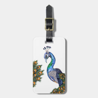 Etiqueta Para Maletas Peacock acuarela elegante