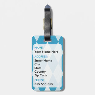 Etiqueta Para Maletas Peacock Azul Argyle Pequeño Forma de Diamante