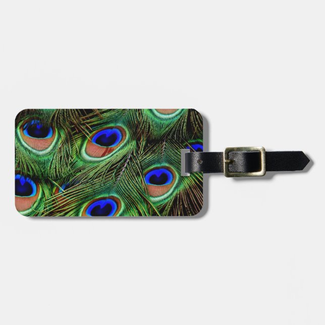 Etiqueta Para Maletas Peacock Feathers (Frente Horizontal)