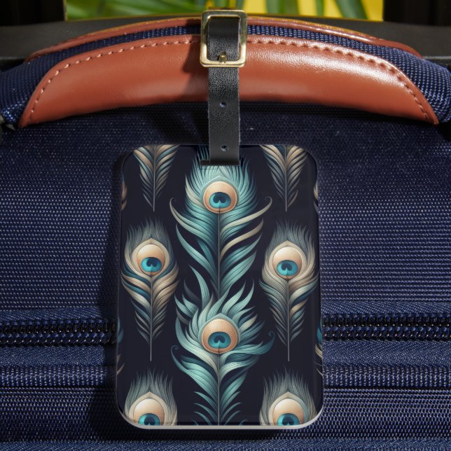 Etiqueta Para Maletas Peacock Plumes (Anverso In situ 2)