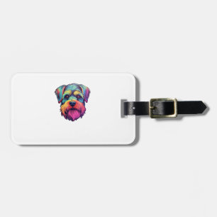 Etiqueta Para Maletas Pegatina Retro Neón de Schnauzer Brillante en Mini