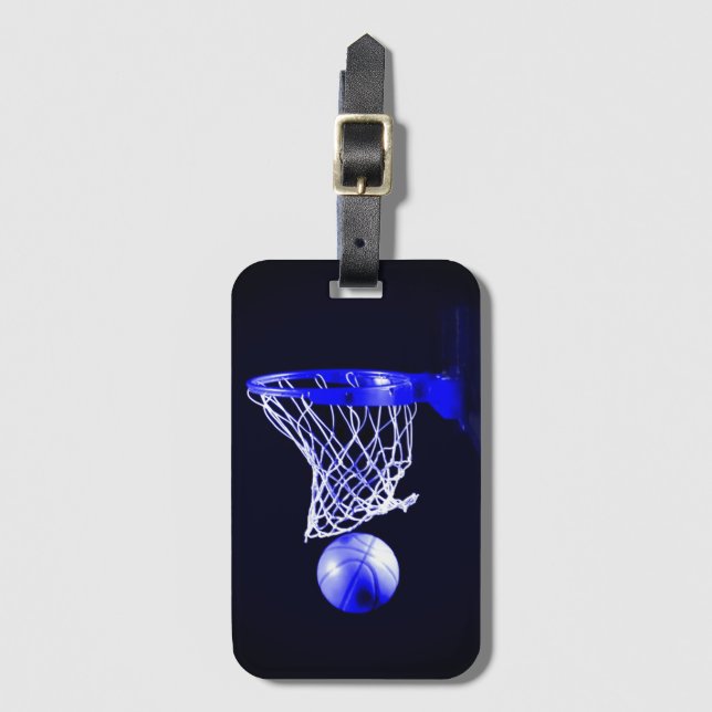 Etiqueta Para Maletas pelota de baloncesto azul (Anverso vertical)