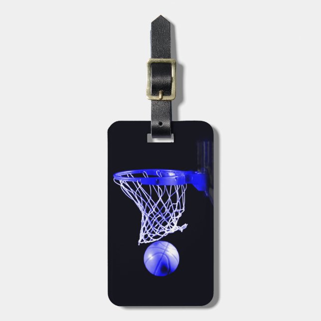 Etiqueta Para Maletas pelota de baloncesto azul (Frente Vertical)