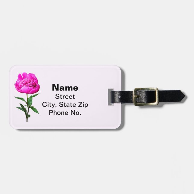 Etiqueta Para Maletas Peonía rosa oscuro (Frente Horizontal)