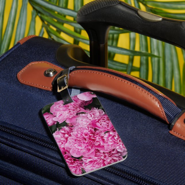 Etiqueta Para Maletas Peonía Rosa Sofisticada (Anverso In situ 1)