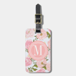 Etiqueta Para Maletas Peony rosado floral de los rosas del vintage