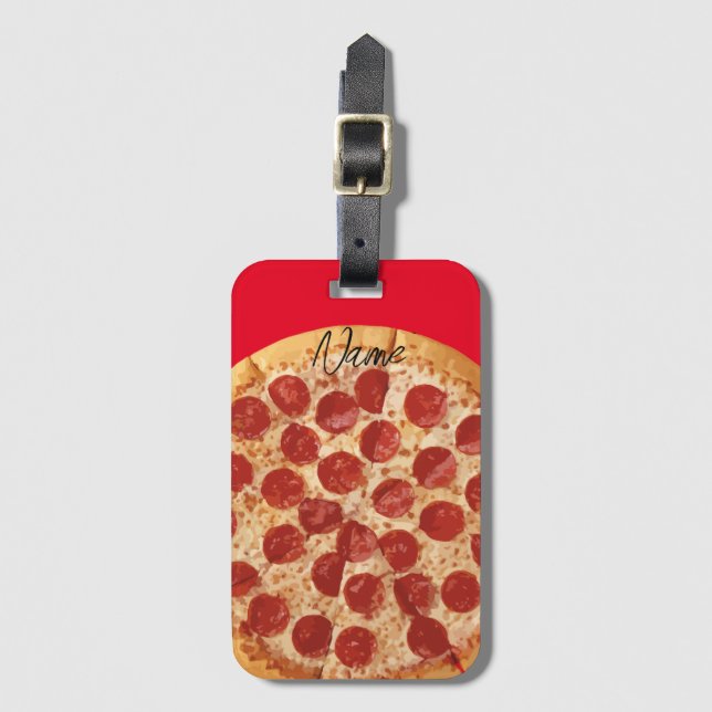 Etiqueta Para Maletas Pepperoni Pizza Thunder_Cove (Anverso vertical)