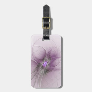 Etiqueta Para Maletas Pequeña belleza arte floral fractal moderno gris m