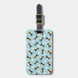 Etiqueta Para Maletas Pequeñas abejas y flores de margarita