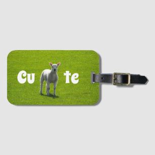 Etiqueta Para Maletas Pequeño cordero blanco lindo en verde