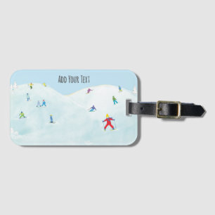 Etiqueta Para Maletas Pequeños Esquiadores En Snowy Hill Personalizados