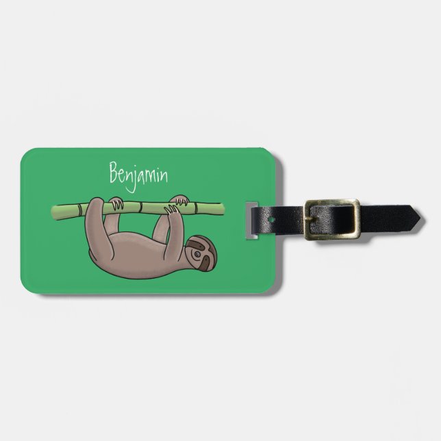 Etiqueta Para Maletas Pereza sonriente suave en el ilustracion personali (Frente Horizontal)