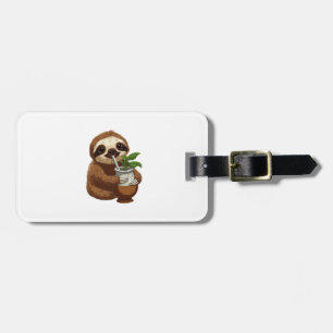 Etiqueta Para Maletas Perezoso Lindo Bebiendo Yerba Mate � Adorable Kawa