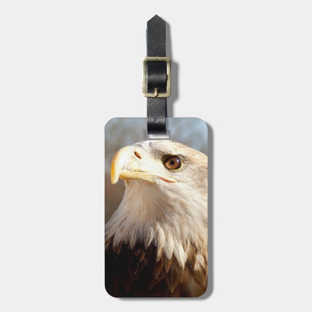 Etiqueta Para Maletas Perfil americano de encargo de Eagle calvo (Frente Vertical)