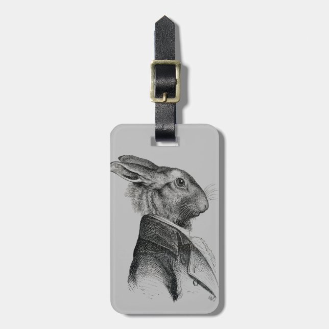 Etiqueta Para Maletas Perfil de retrato de conejo (Frente Vertical)